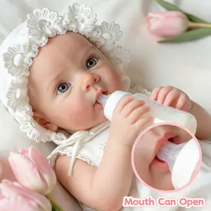 13-inch Mouth-Openable & Washable Betty Reborn Baby Girl Doll, hand-painted bald design with soft touch and handmade craft.Ideal for family gifts, collectibles and intimate presents.Exquisite craftsmanship, realistic details,