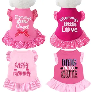 XPUDAC 4 Pieces Dog Dress Shirt Puppy Clothes for Small Girl Cute Doggie Dresses Summer Clothes Apparel for Dogs Cats