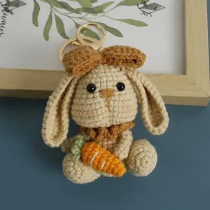 Handmaking Crochet Rabbit Doll Keychain For Gifts Cute Animal Doll Crochet Keychains Wholesale Knitting Kitten Keyrings Custom