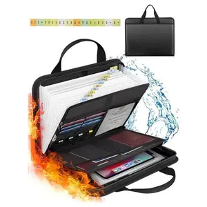 Important Document Organizer Folio Accordion File Organizer Fireproof Expanding File Folder Storage Box with Zipper Labels 13 Pockets for Business Office Receipt Travel