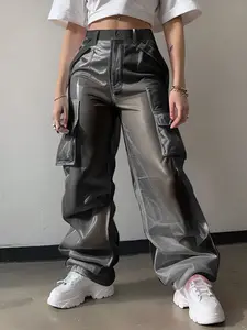 INCERUN Men Pants Mesh Gradient Button Joggers Straight Trousers Men Joggers Streetwear Pockets Oversize Fashion Long Pants