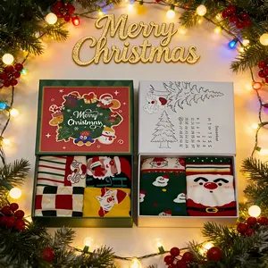8 PCS Christmas gift box, two-box set, 8 pairs of Christmas stockings, pure cotton texture warm and comfortable, a holiday gift for women and men, a gift for teenagers