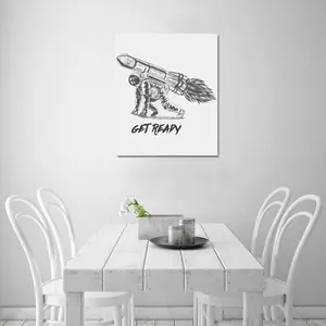 Astronaut flying on the rocket get readyFrame Canvas Print 20"x24" One Size