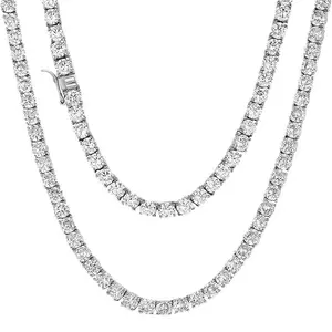 4MM 5MM 6MMM 18K Iced Out CZ  Tennis Chain,Brass Cubic Zirconia Necklace, Round Cubic Classic HipHop Style,Luxury Unisex Jewelry ,Father's Day Gift, For Women For Men