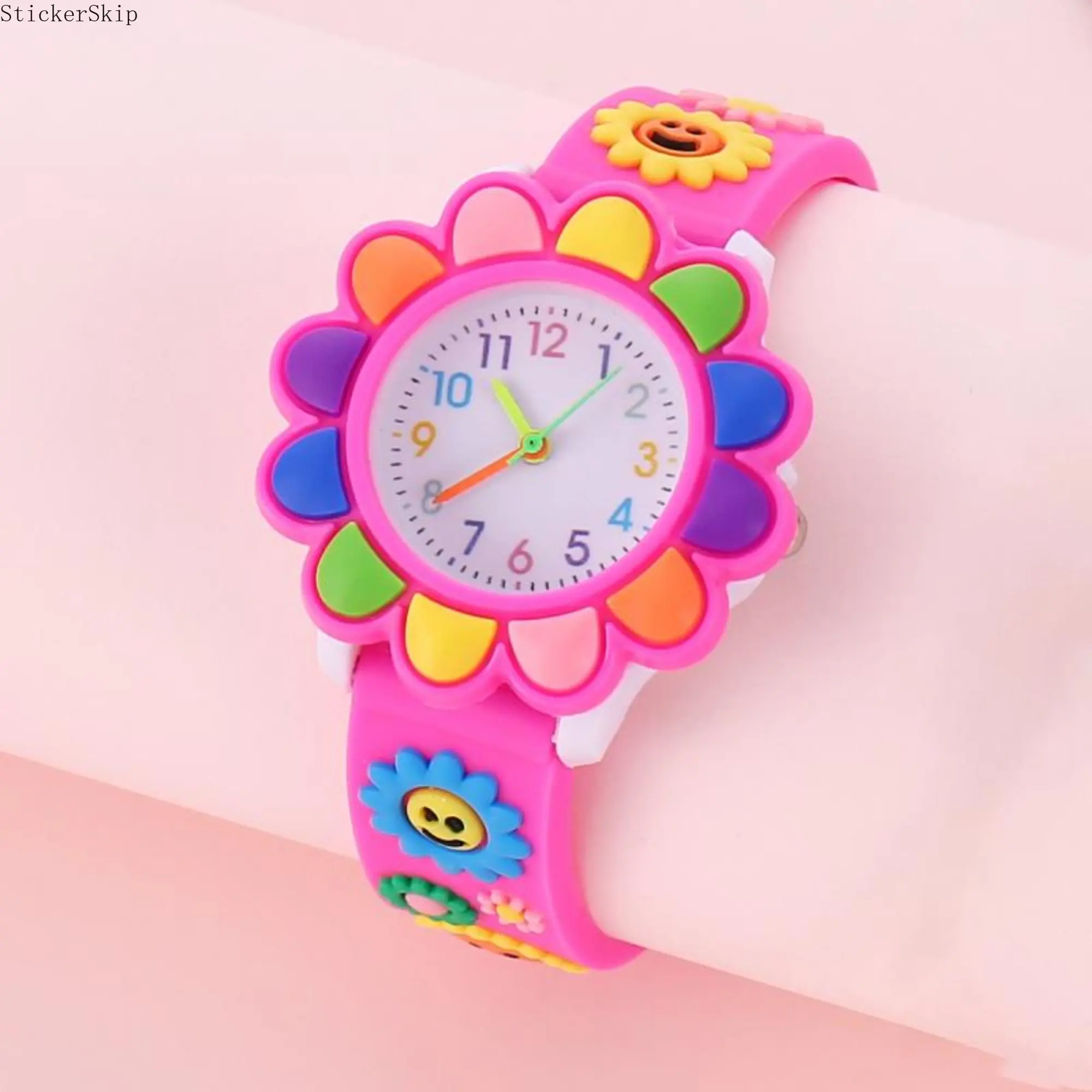 2026 New Colorful Sunflower Cartoon Watch, Cute Floral Kids Electronic Wristwatch with Soft Comfortable Strap, Lightweight Fashion Timepiece for Girls, Ideal Daily Casual Wear Accessory, Perfect Birthday, Holiday and Back to School Gifts