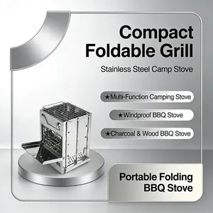 Compact Foldable Steel Portable Backpacking Stove, Camping Hiking Picnic Outdoor Cooker with Handle, Carry Bag, 2 Bolts, Outdoor BBQ Grill
