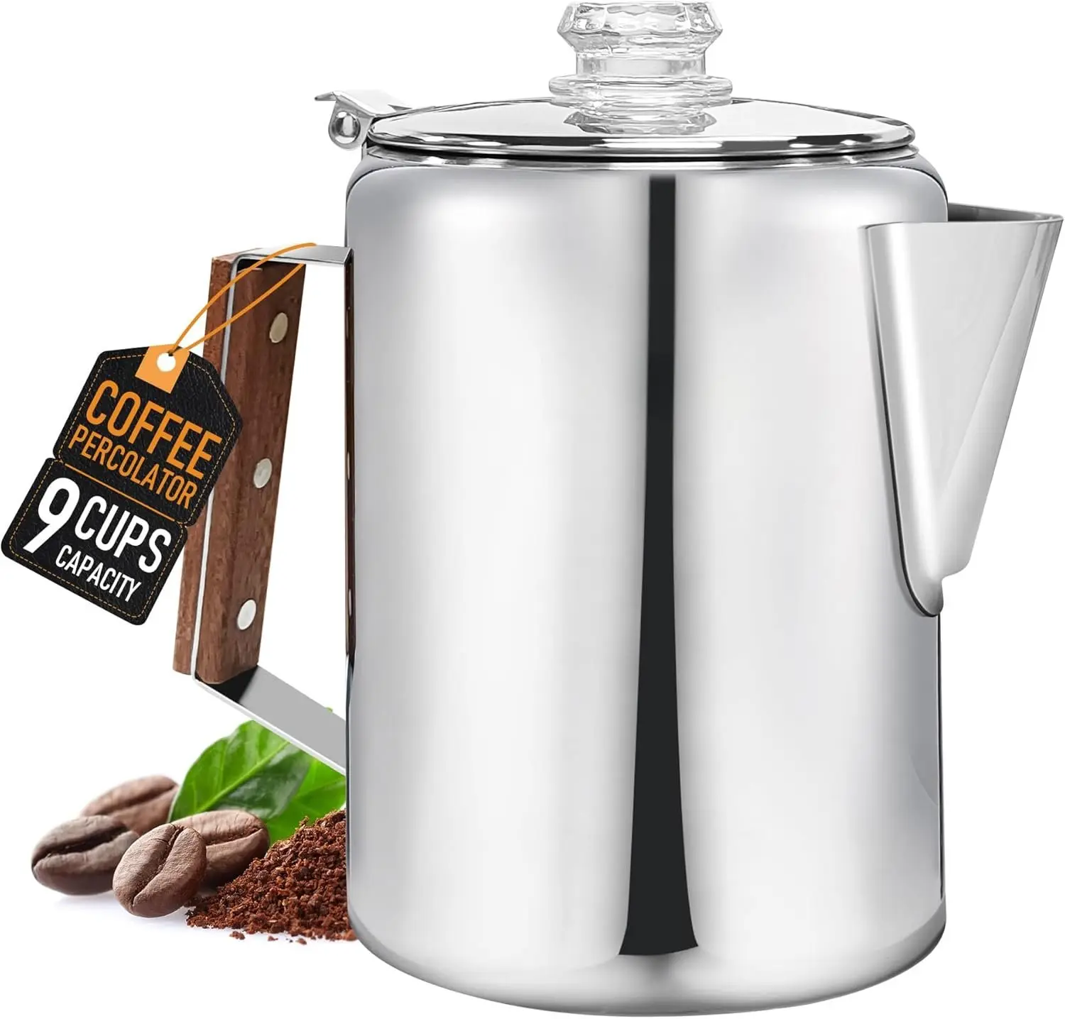 Percolator Pot Stainless Steel Camping Coffee Pot-NO  or Plastic Camping Coffee Pot Stovetop (9 cup)