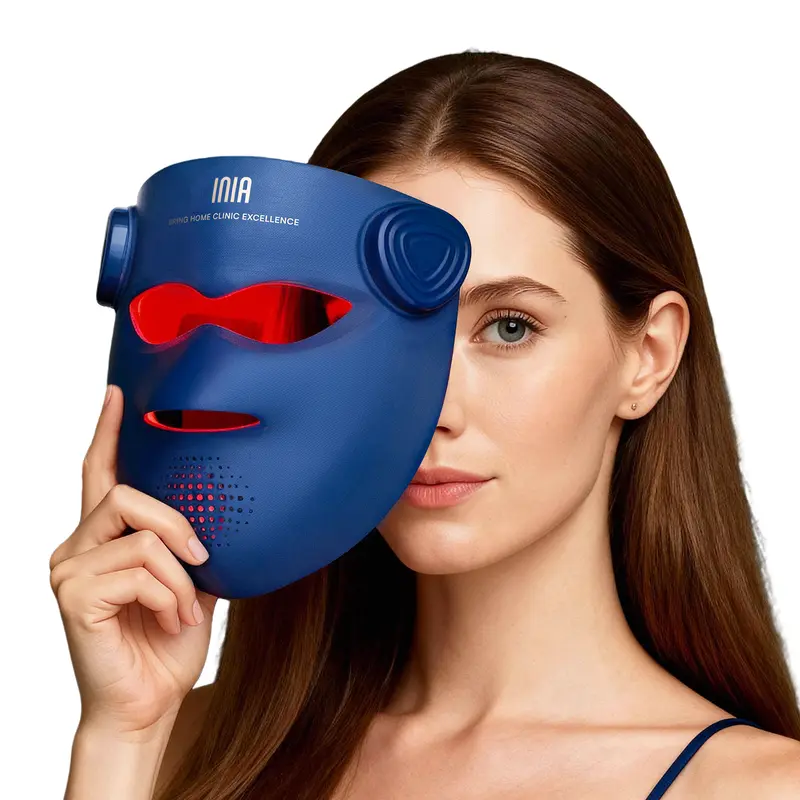 INIA GLOW 940 nm 4D LED Mask – Dual NIR 940 + 850 nm Deep Penetration for Deeper Repair, Visible Lift & Lasting Radiance, 4D Fit for Jawline Lift & Firm, Cooling Therapy, Wireless Comfort, Best Christmas Gift Ideas