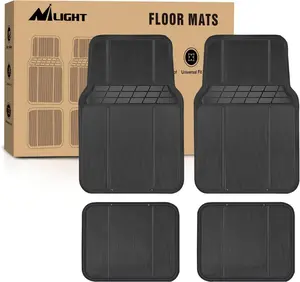 Nilight Rubber Floor Mats for Cars Trucks SUVs,Universal Trim to fit for Most Vehicles,All Weather Protection Heavy Duty Floor Liners,Pack of 4 Interior Detailing Black Automotive dealsforyoudays
