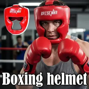 Kick Boxing Helmet for Adults & Kids, PU Muay Thai Headgear, Training Gear for Taekwondo, Boxing Sparring, Gym Use, Protective Gear