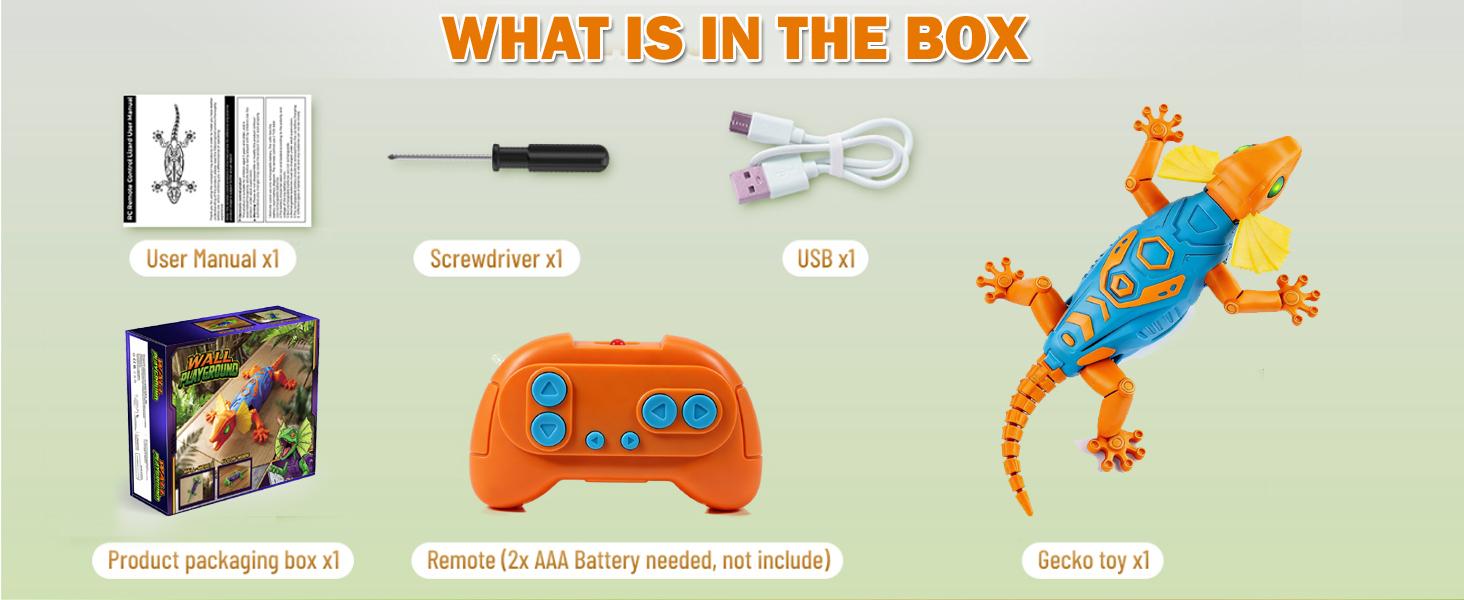 Remote Control Wall Climbing Gecko: Gravity Defying RC Lizard Toy for Kids - Type-C Rechargeable, 30-Min Playtime Realistic S-Shaped Walking Prank Animal for Boys Age 4-12 Birthday Gift (Orange)