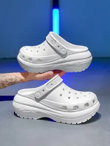 Unisex All-Black Versatile Lightweight Clog Shoes, Minimalist Trendy Style, All-Black Solid Color + Lightweight Soft Platform Sole + Adjustable Strap, Versatile Style & Soft Fit , Ideal for Daily Leisure & Light Social Occasions, Casual Slipper Shoes