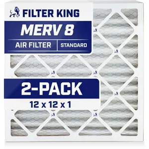 Filter King 12x12x1 Air Filter | 2-PACK | MERV 8 HVAC Pleated A/C Furnace Filters | MADE IN USA | Actual Size: 11.5 x 11.5 x .75"