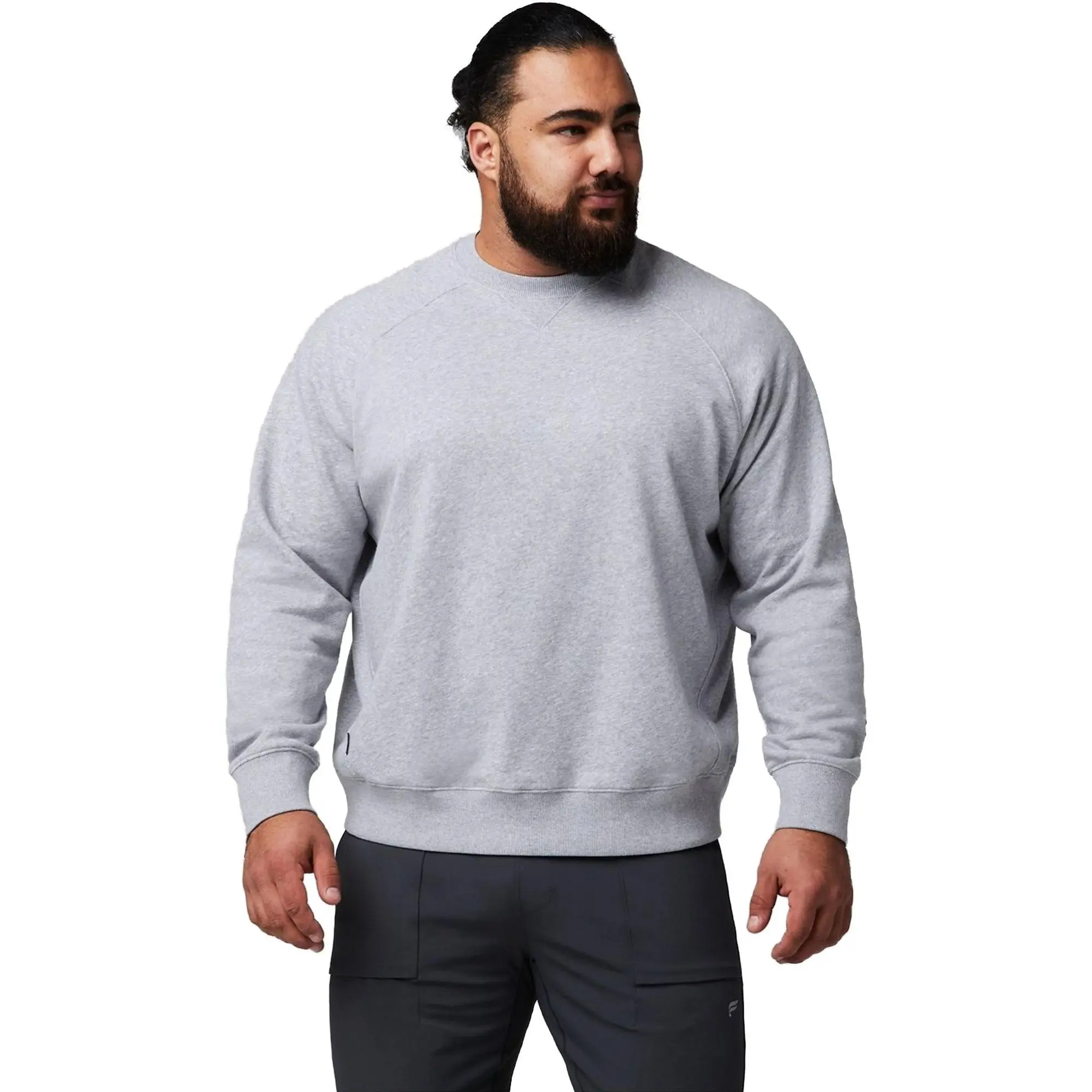 Fabletics Men's The Year Round Terry Crew T-Shirt - Casual, Classic French Terry Fabric, Long Sleeve Menswear Top