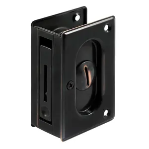 212 MAIN Bronze Deluxe Pocket Door Privacy Lock & Pull, Hardware for Door Installations, Pocket Door Lock