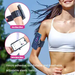 Outdoor Sports Phone Holder Fixed Mount Wristband, 360 Degree Rotating Detachable Arm Band, Hands-Free Mobile Accessories for Hiking Biking Walking