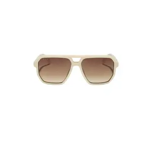 DIFF EYEWEAR Cameron Sunglasses in Courtside Ivory & Brown Gradient Polarized