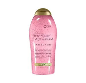 Sensitive + Rose Water & Pink Sea Salt Exfoliating Body Scrub + Rose Quartz, Gentle Exfoliating Daily Body Wash Softens Skin, Body Scrub for Women, Sulfate-Free Surfactants, 19.5 fl oz