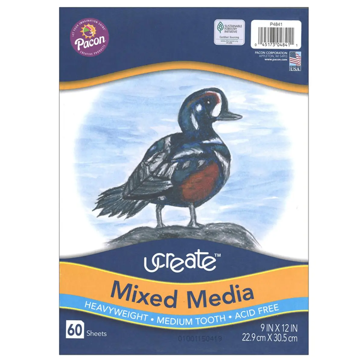 Pacon Art 1st Mixed Media Art Paper - 9x12 in, Acid-Free, 60-Count, Marker & Color Pencil Compatible, Wet Media Suitable, 6-Pack Artist Supplies