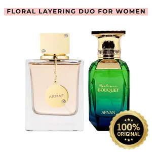 ARMAF Club de Nuit Women Eau de Parfum 3.6 oz + Afnan Mystique Bouquet EDP 2.7 oz – Floral Fruity Captivating Alluring Women’s Fragrance Duo Unisex Spray
