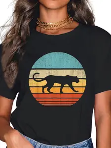 100% Cotton Cougar Retro Vintage 60s 70s Sunset Mammal Animal Men Women T-Shirt