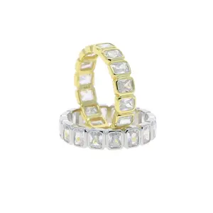 Square Cut Tennis Ring - Square Sugar Zircon Stackable Ring | Unisex Hip Hop & Minimalist Jewelry