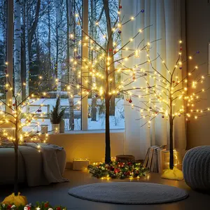 DKLGG LED Lights Tree, Christmas Tree Set of 3, Lighted Birch Tree, LED Light Up Tree Lights Indoor Outdoor Use