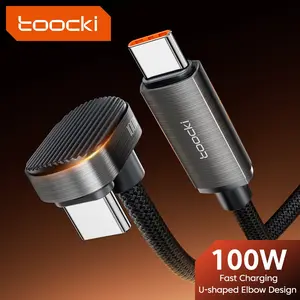 Toocki PD C-C 100w U-Shaped Elbow Design Cable, 180 Degree Bending, Pd20w C-L Nylon Charging Wire, Ideal for Gaming