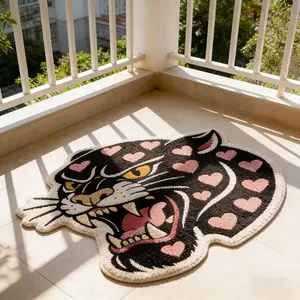 Heart Tiger Texture Carpet Rug, Modern Cute Design, Soft Comfortable Plush Mat, Easy Care Washable, Home Decor, Decorative Rug for Living Room Bedroom