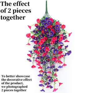 Artificial Hanging Flower, 1 Count Simulated Eucalyptus Morning Glory Hanging Wall Vine, Decorative Flowers for Home Wall Birthday Kitchen, Home Decor, Decoration, Flower Design, Fake Flowers, Garden Decorations, Artificial Hanging Plant