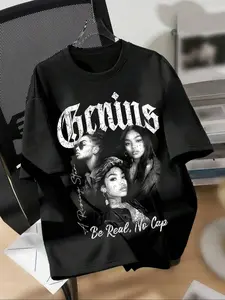 Women's Relaxed Fit Round Neck T-Shirt with Singer Print, Casual Everyday Wear, Stylish Comfortable Top for Summer