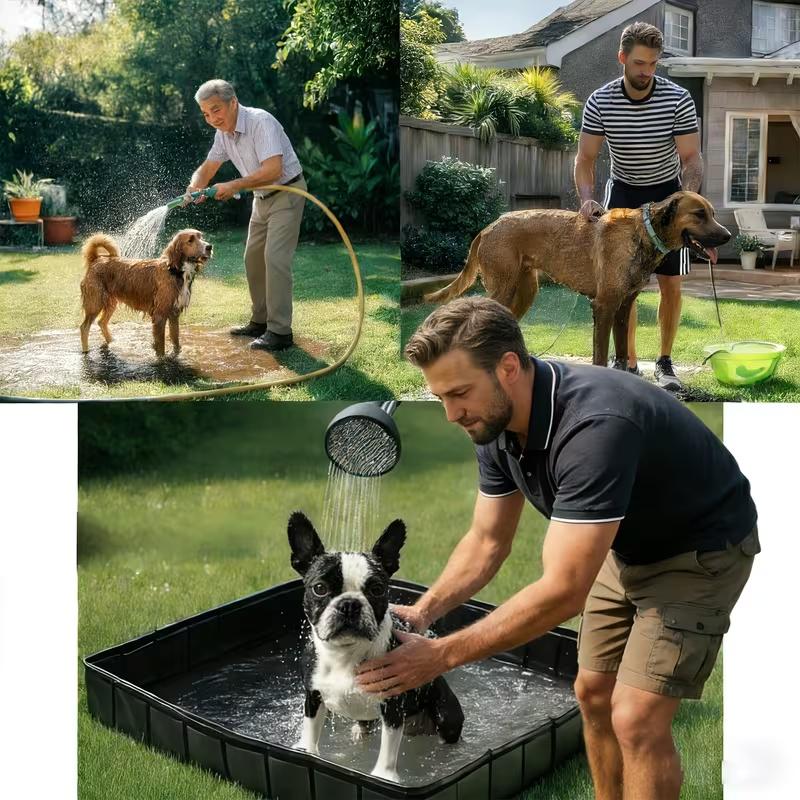 Foldable Shower Base, 41" X 41" X 5" Portable Shower Pan with Drain Pipe Collapsible Shower Basin Shower Tent Awning Base for Indoor & Outdoor