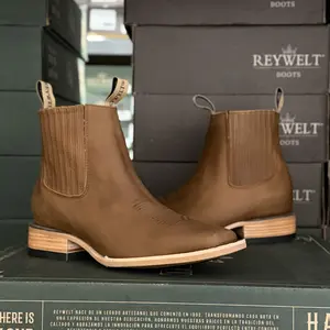 070 Tacoma Crazy Tan Botin Mens Western Ankle Boot Square Toe Rich Tan Leather Durability