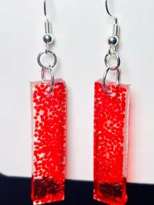 Handmade Resin Earrings - Rectangle Dangle, Hypoallergenic, Nickel Free, Lightweight Design dangly  earrings