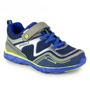 Pediped Force Flex Blue/Silver Kids' Shoes - Durable & Breathable for Active Feet, Approved by the American Podiatric Medical Association, Comfortable & Supportive
