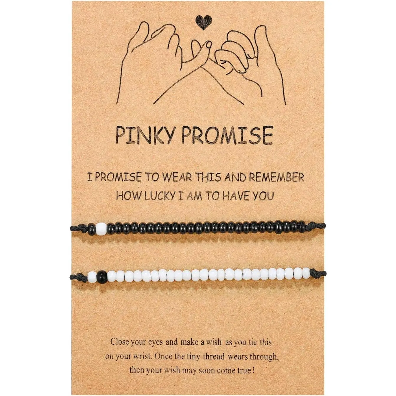 Pinky Promise Matching Bracelet for Couples Soulmate Man Distance Relationship Gifts for Women Men Him Her-