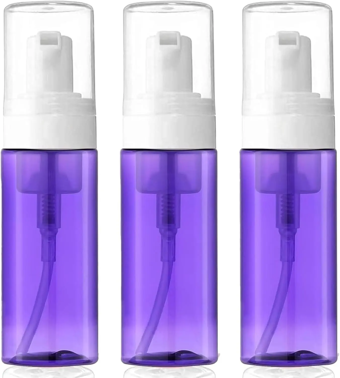 3-Pack Travel-Sized Foaming Pump Bottles - Empty Foaming Liquid Soap Dispensers - for Refillable Travel Hand Soap Shampoo Foaming Castile  -  (100ml/3.3oz) (Purple)
