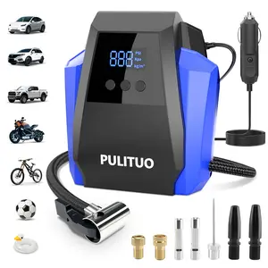 PULITUO Smart Car Tire Inflator 12V DC Portable Air Compressor with Digital Display 60-Second Fast Inflation for Cars Motorcycles Bicycles Balls Multiple Colors