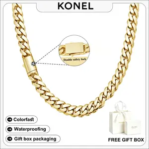 Miami Cuba chain necklace or bracelet, unisex, made of stainless steel, rust-proof and waterproof, hip-hop street style accessory, one-piece smooth clasp, suitable for everyday wear, parties and as a couple's gift.