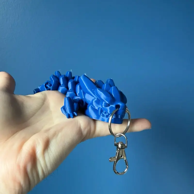 3D Printed Articulated Dragon Keychain – Flexible Fantasy Creature Bag Charm & Fidget Toy