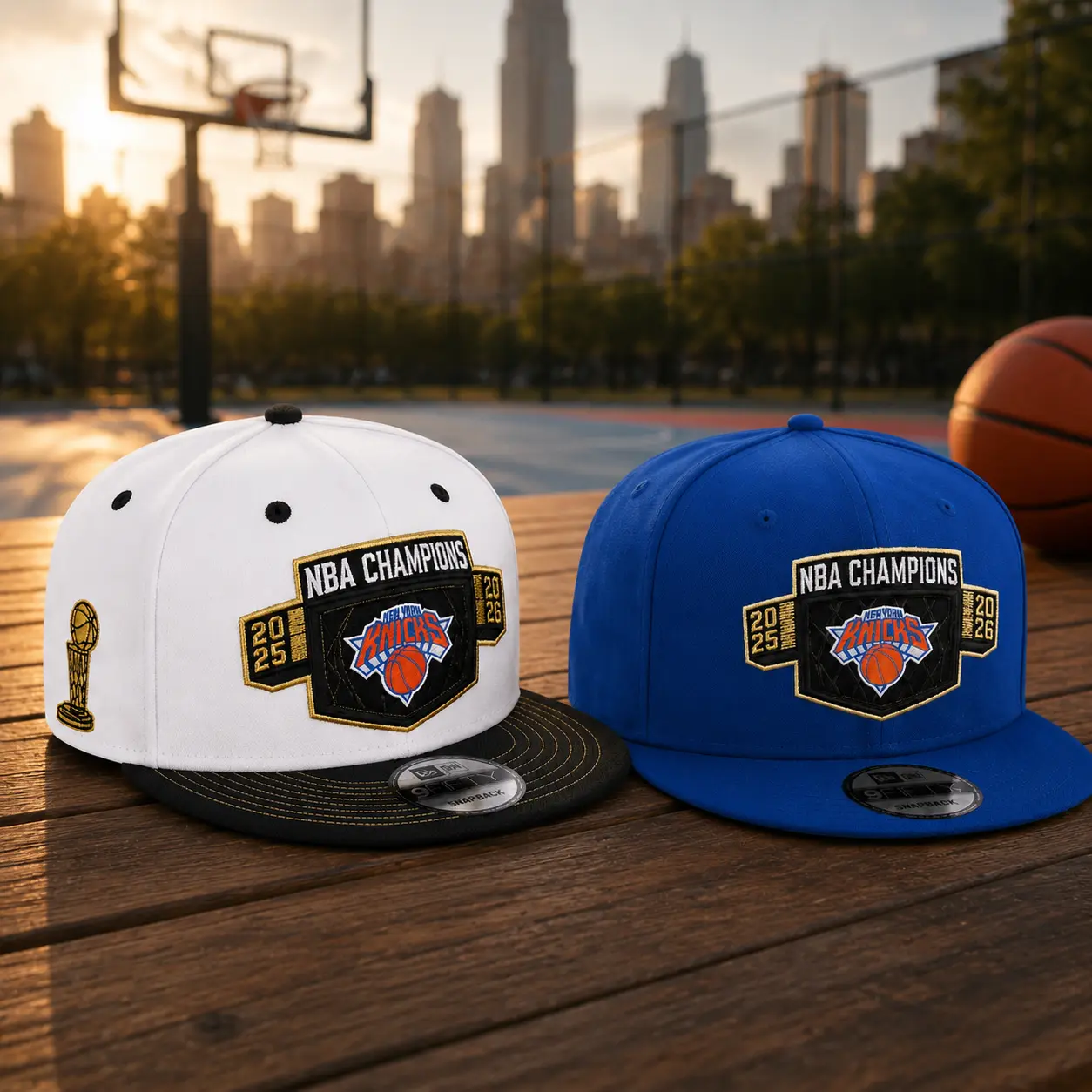 New Era New York Knicks Blue and White Conference Champions Finals Adjustable Snapback Hat