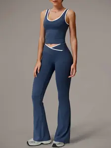 Women's Sporty Two-Piece Set, High-Waisted Seamless Waistband, Butt Lifting Design, Comfortable Fit, All Seasons, Soft Fabric