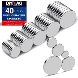 Small Rare Earth Magnets, 40 Pack, 5 Sizes - Neodymium Magnets for Refrigerator, DIY, Crafts, Kitchen & Office