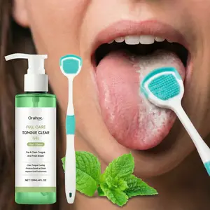 Oralhoe Tongue Cleansing Gel Kit with Tongue Brush 120ml | Fights Bad Breath Instantly | Long-Lasting Mint Freshness | Gentle Daily Oral Care Gel | Removes Tongue Coating | Travel-Friendly Set