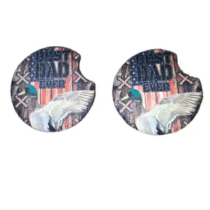 Best Dad Ever Duck Car Coasters - Absorbent Coasters for Cup Holders (2 Pack)
