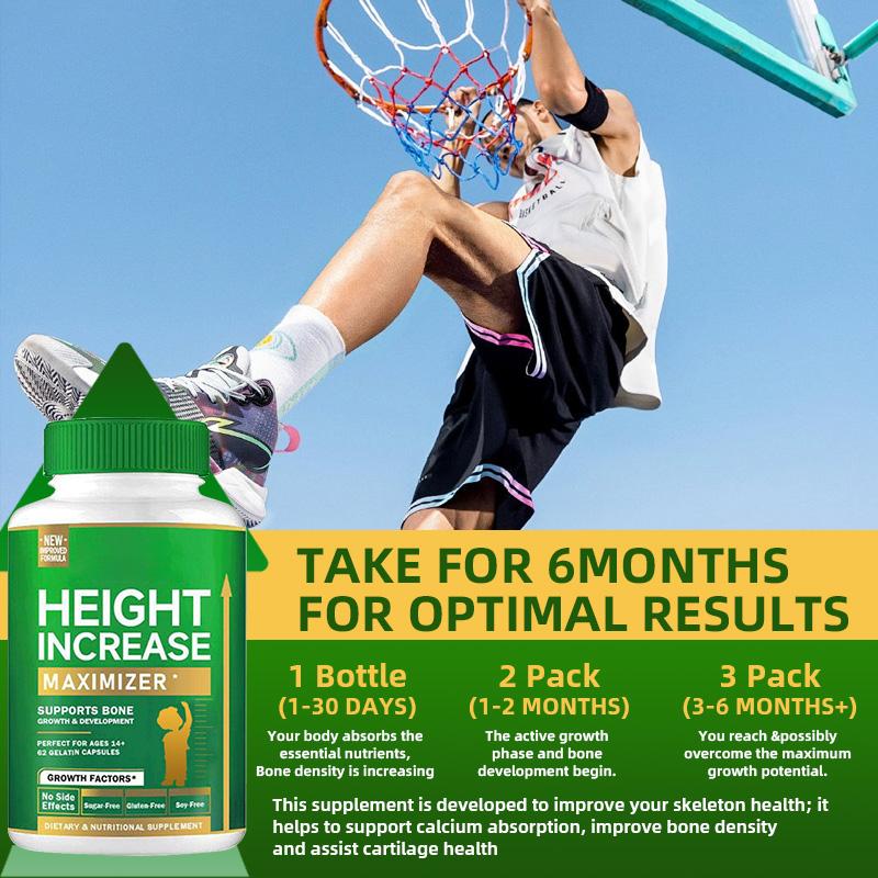 2 Bottles Growth Capsules to Grow Taller - Height Increase Maximizer with Calcium for Bone Strength -Natural Get Taller Supplement - Dietary Edible Healthcare Fitness --