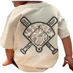 Youth & Adult Baseball Camo Shirt, Trendy Camo Pullover for Boys & Girls, Vintage Youth Tee, Kids Clothing, Family Matching Outfit, Birthday Gift