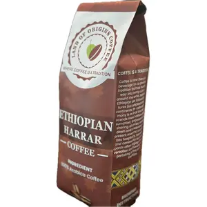Land of Origins Coffee LLC Ethiopian Harrar Coffee, Medium Roast GROUND Coffee - 12 oz (Pack of 1)