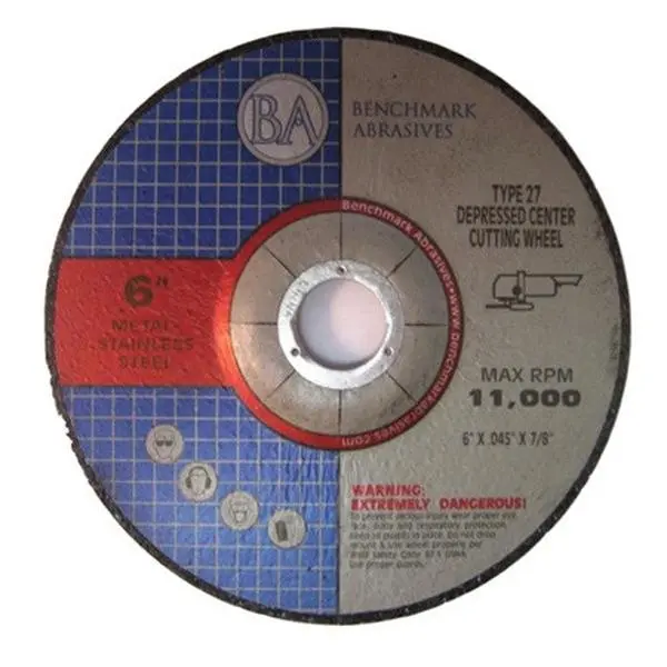 6" x .045 x 7/8" T27 Depressed Center Fiberglass Thin Cut-Off Wheel (25 Pack) - 12,000 Max RPM, for Cutting Ferrous Metals, Cast Iron, Wrought Iron, Reduced Burrs, Diminished Sparks, Fast Cool Cutting, Lowered Resistance