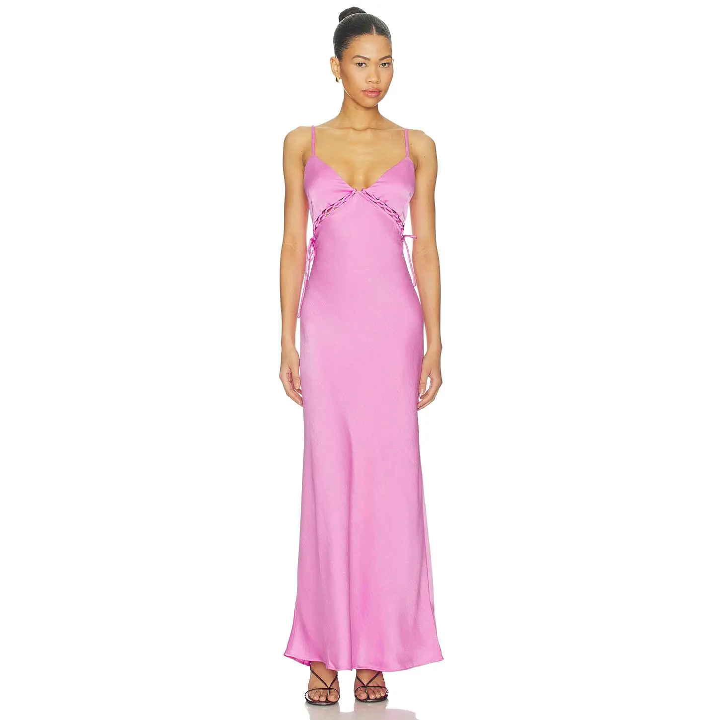 MINKPINK Chiara Lacing Detail Maxi Dress in Fuchsia